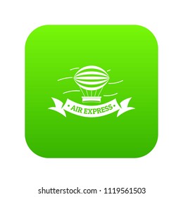 Vintage dirigible icon green vector isolated on white background