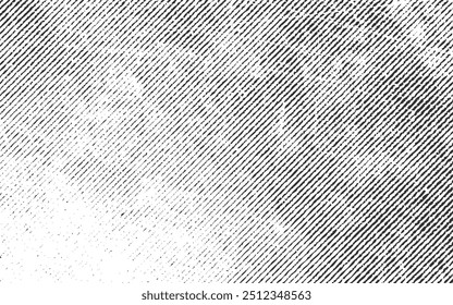 Antiguas sucio grunge escanear textura de papel. Viejo fondo desgastado de la superposición angustiada. Textura semitono granulada en blanco y negro. Superposición de polvo texturizado efecto de glitch rayado para la Ilustración vectorial del diseño.