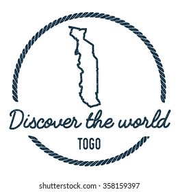 Vintage Discover the World Rubber Stamp with Togo Map. Hipster style nautical rubber stamp, with round rope border. Vector illustration
