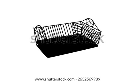 vintage Dish Drying Rack, Black Isolated Silhouette