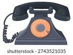 Vintage disk phone. Rotary retro device icon