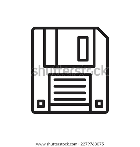 Vintage Diskette Outline Icon Vector Illustrator