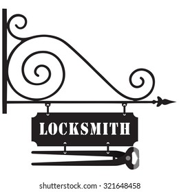 Vintage display for outdoor installation, for the locksmith, with wire cutters. Vector illustration.