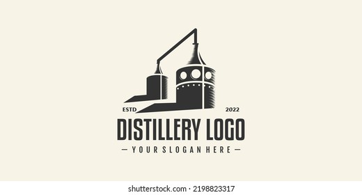 Vintage distillery logo design vector with creative idea