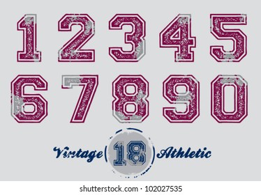 Vintage Distressed Athletic Jersey Numbers