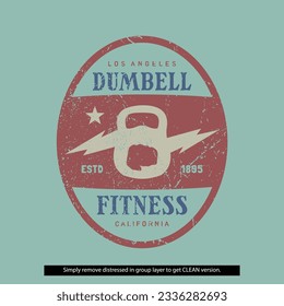 Vintage Distressed Clean Grunge Gym Fitness Lockup Type Badge Logo