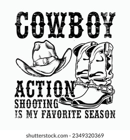 Vintage Distressed Cowboy Action Shooting Favorite Season T-Shirt