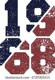 Vintage Distressed Number Typography Design