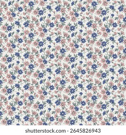 Vintage Ditsy Floral sem emenda padrão, bonito Cottagecore Wildflower Vetor fundo para tecido
