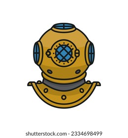 Vintage diver's helmet isolated vector illustration for Cousteau Day on June 11