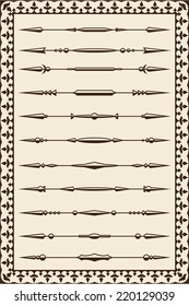 Vintage divide lines isolated on white