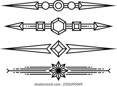 Conjunto de divisores de época. Separador lineal decorativo. Elementos geométricos