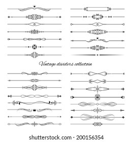 Vintage dividers big set. Calligraphic design elements.