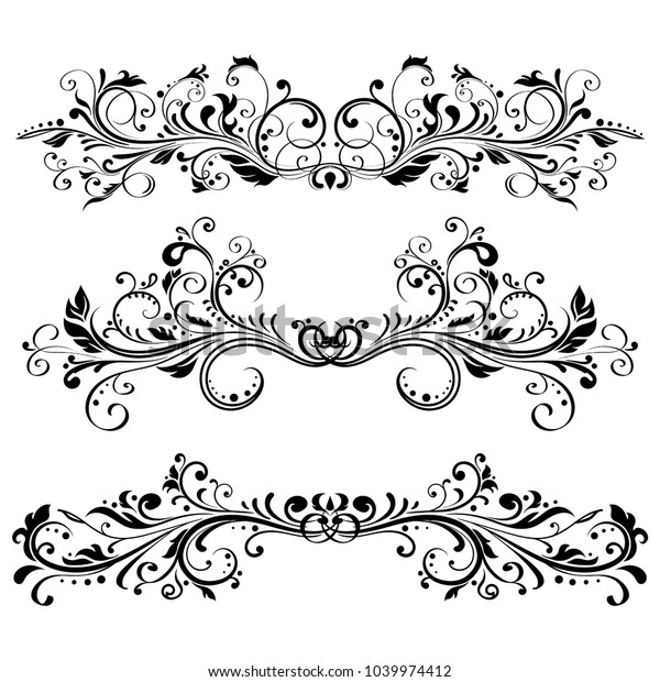 Vintage dividers. Floral decorative\
ornaments. Vector illustration isolated on white\
background