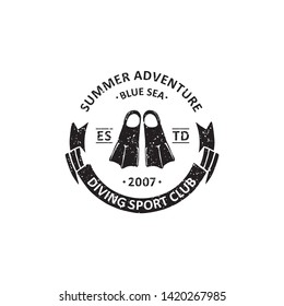 vintage diving badges labels, emblems and logo
