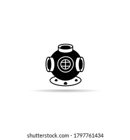 vintage diving helmet icon on white background vector