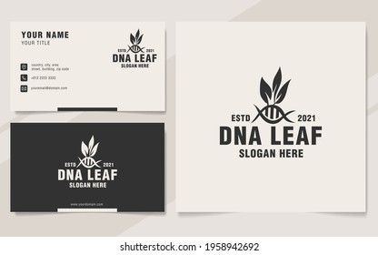 Vintage DNA leaf logo template monogram style
