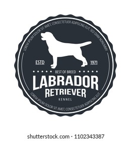 Vintage Dog Badge. Labrador retriever logo. Vector illustration. 