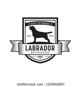 Vintage Dog Badge. Labrador retriever logo. Vector illustration. 