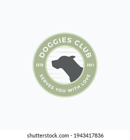 Ilustración vectorial plana de cabeza de perro de época para la tienda de mascotas, la clínica de mascotas y el diseño del logo del club de perros