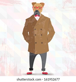 vintage dog hipster character
