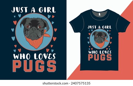 Vintage Dog Lover T-shirt Design Vector, Animal Lovers Funny T-shirt Vector, Pug Dog T-shirts