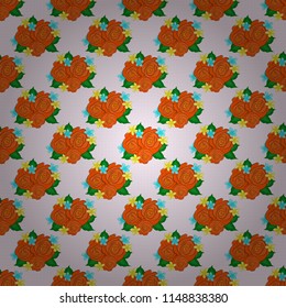 Vintage dog rose pattern. Flower background. Wild rose design. Flower card with dog rose. Hand drawn background with dogrose flowers. Orange, green and yellow roses with green leaves sketch.