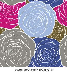 Vintage dog rose pattern. Flower card with dog rose. Hand drawn background with dogrose flowers. Flower seamless pattern.