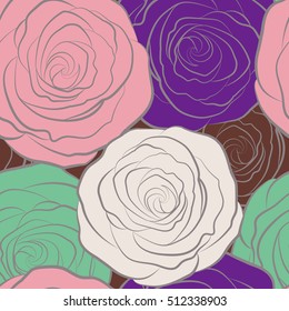 Vintage dog rose pattern. Flower background. Abstract roses sketch. Hand drawn background with dogrose flowers. Flower seamless pattern. Wild rose design. Sketch with wild roses.