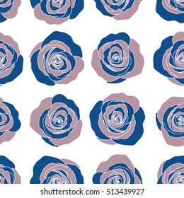 Vintage dog rose pattern. Flower background. Abstract blue and violet roses sketch. Flower card with dog rose. Hand drawn background with dogrose flowers. Flower seamless pattern. Wild rose design.