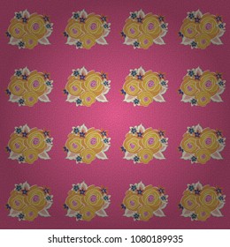 Vintage dog rose pattern. Hand drawn background with dogrose flowers. Flower card with dog rose. Flower pattern. Abstract orange, pink and yellow roses sketch. Flower background.