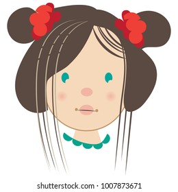 Vintage doll's head vector illustration