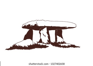 Vintage dolmen,menhir,graphical vector illustration