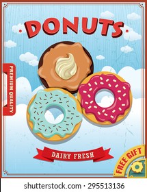 Vintage donut with coffee poster design