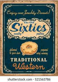 Vintage donut poster with label