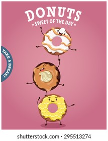 Vintage donuts character poster design