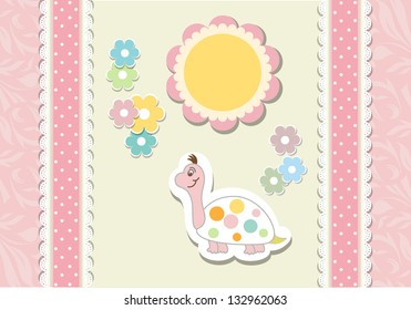 Vintage doodle baby tortoise vector eps 10