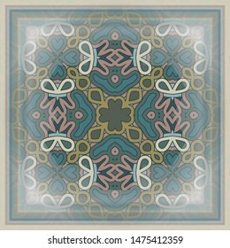 Vintage doodle background with  floral elements. Vector. Frame. Scarf design.