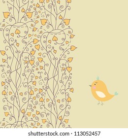 Vintage doodle bird for frame vector eps 8