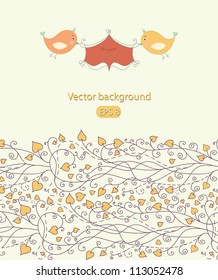 Vintage doodle bird for frame vector eps 8