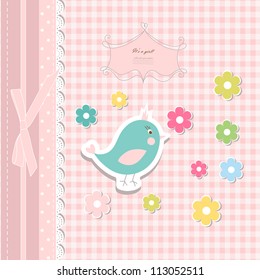 Vintage doodle bird for frame vector eps 8