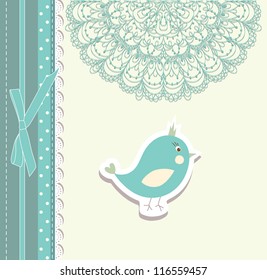 Vintage doodle bird for frame vector eps 10