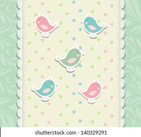 Vintage doodle bird for frame vector eps 10