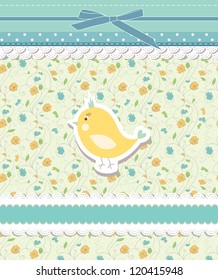 Vintage doodle bird for frame wallpaper vector eps 8
