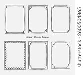 vintage doodle border frame set. border for photo frame, wedding card, birthday invitation. line art style
