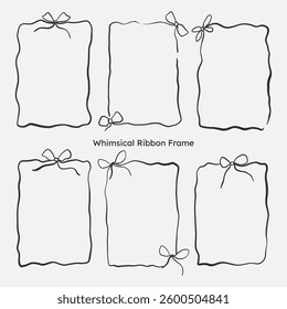 vintage doodle border frame set. whimsical border for photo frame, wedding card, birthday invitation. line art style