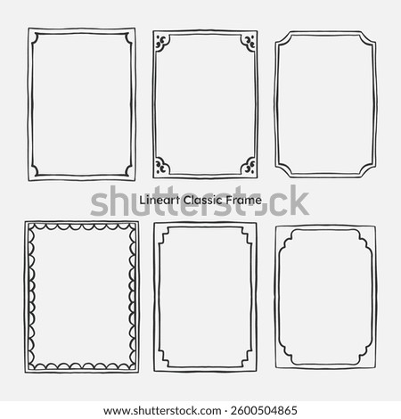 vintage doodle border frame set. border for photo frame, wedding card, birthday invitation. line art style