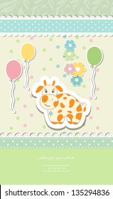  Vintage doodle  cow for greeting card vector eps 10