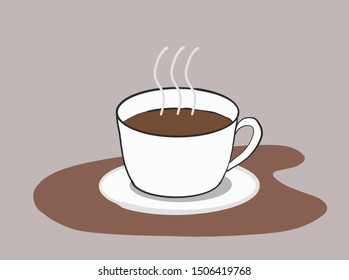 vintage doodle cup on brown background 