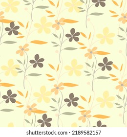 Flor de doodle vintage sin fisuras. Papel de pared de flores abstracto retro. Plantas dibujadas a mano con un fondo interminable. Diseño sencillo para tela, imprenta textil, papel envolvente, cubierta. Ilustración del vector
